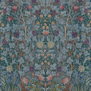 Vine Embroidery Teal Wall Mural