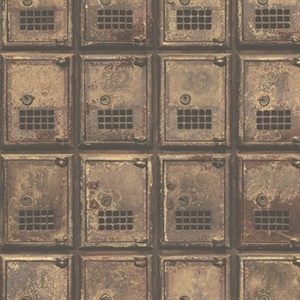 Vintage P.O. Boxes Rust Distressed Metal Wallpaper