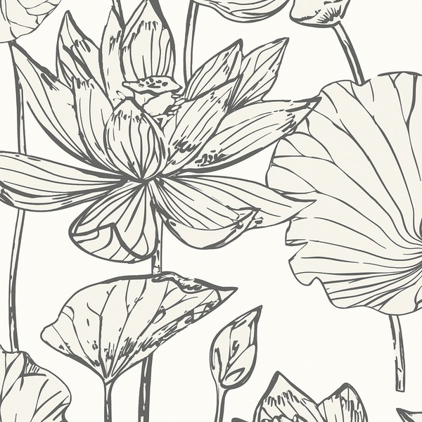 Viola Floral Metallic Ivory & Ash Wallpaper