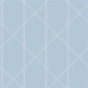 Walcott Light Blue Stitched Trellis Wallpaper