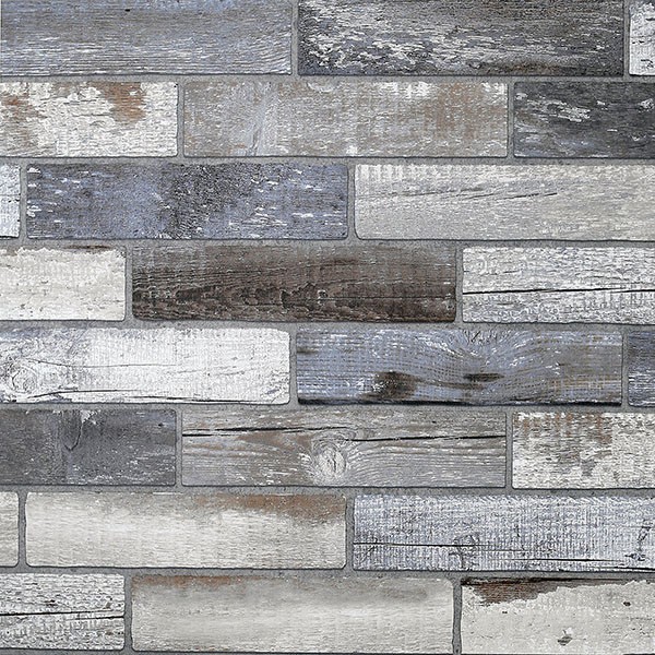 Wallace Grey Wood Tile Wallpaper