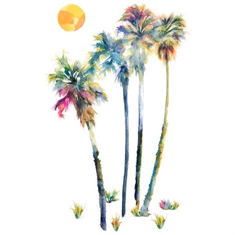 Watercolor Palm Trees Peel And Stick Giant Wall Decals