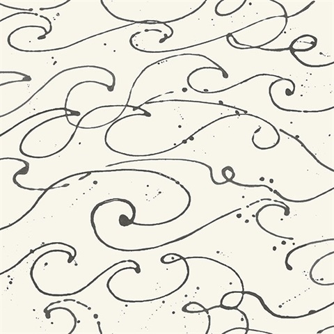 Kuroshio Charcoal Ocean Wave Wallpaper