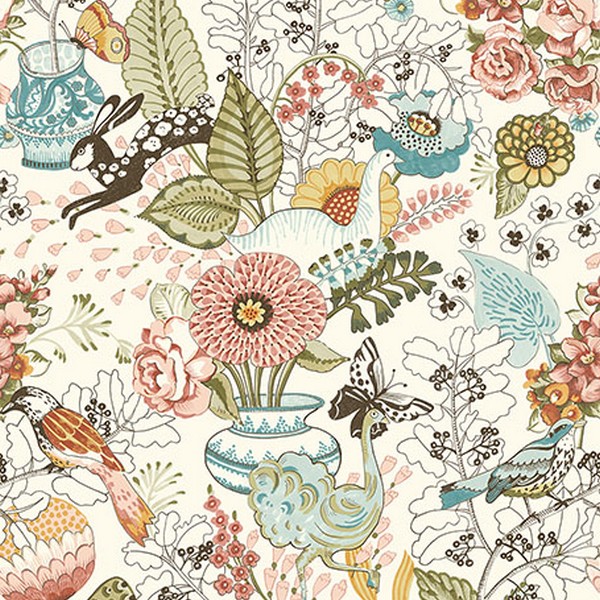 Whimsy Pink Fauna Wallpaper