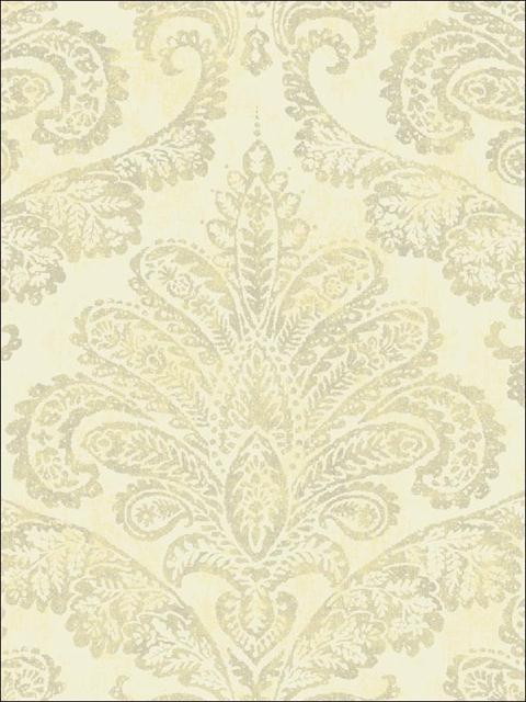 White and Gold Damask