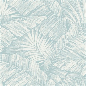 White & Blue Palm Cove Toile Wallpaper