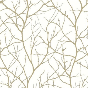 White & Gold Trees Silhouette Wallpaper