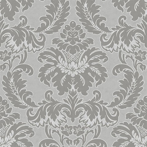 Windsor Grey Damask Wallpaper