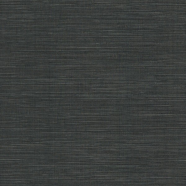 Winn Black Faux Grasscloth Wallpaper
