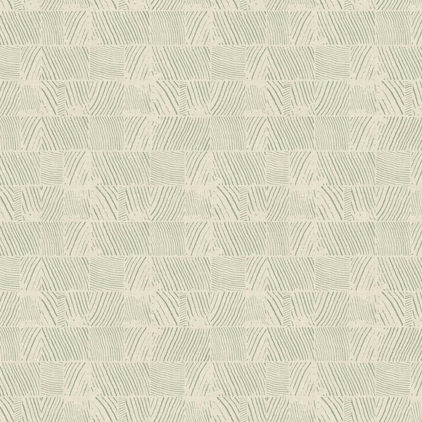Woodcut Green & Stone Wallpaper