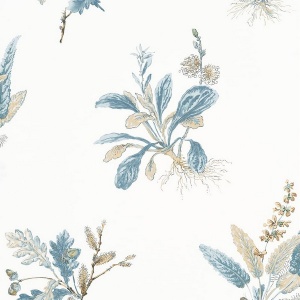 Woodland Beige and Soft Blue Wallpaper