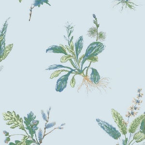 Woodland Blue and Green Wallpaper