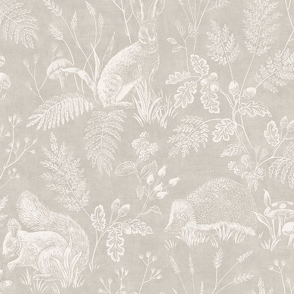 Woodland Light Grey Toile Wallpaper