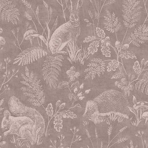 Woodland Mahogany Toile Wallpaper