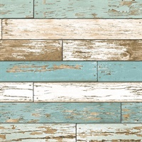 Levi Turquoise Scrap Wood Wallpaper