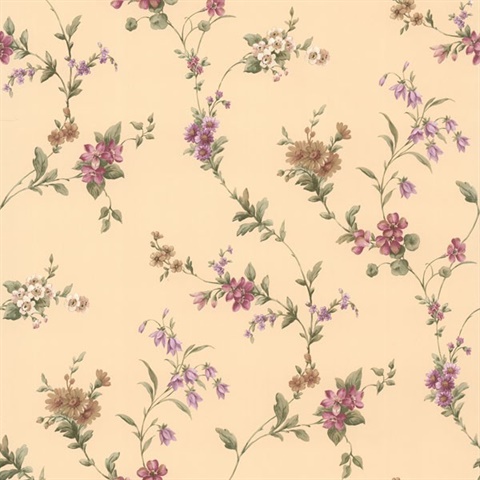 Yelena Beige Midscale Floral Wallpaper