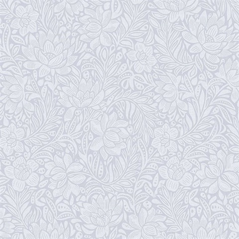 316026 Zahara Periwinkle Floral Wallpaper | Total Wallcovering