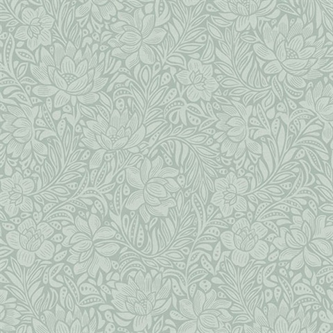 Zahara Seafoam Floral Wallpaper