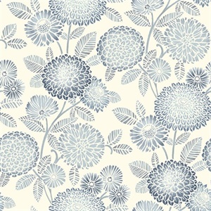 Zalipie Blue Floral Trail Wallpaper