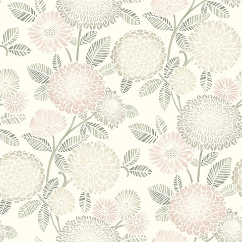Zalipie Blush Floral Trail Wallpaper