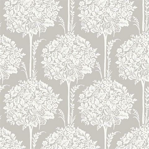Zaria Grey Topiary Wallpaper